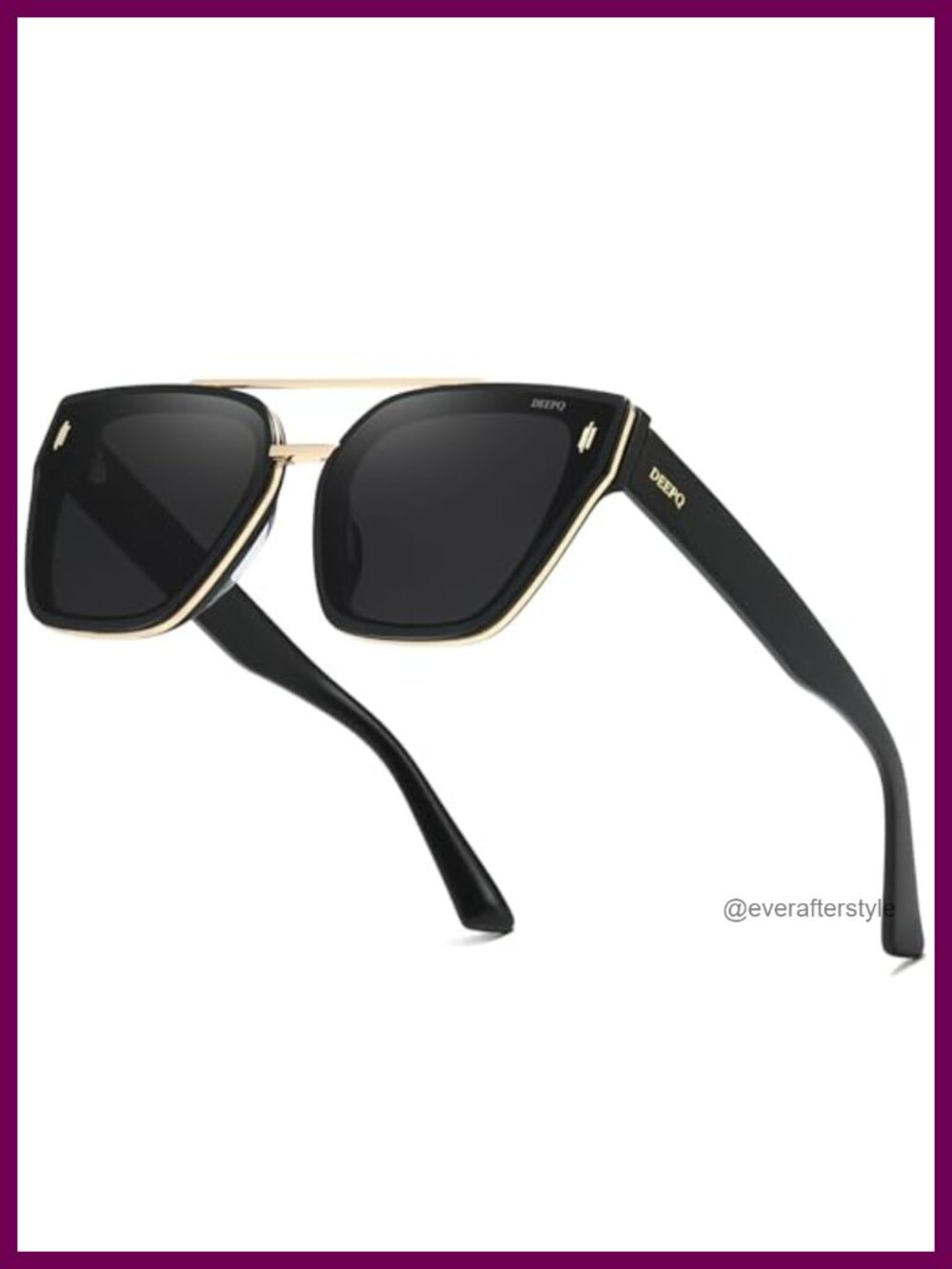 Polarized Square Sunglasses with Acetate Frame & Metal Detail UV400